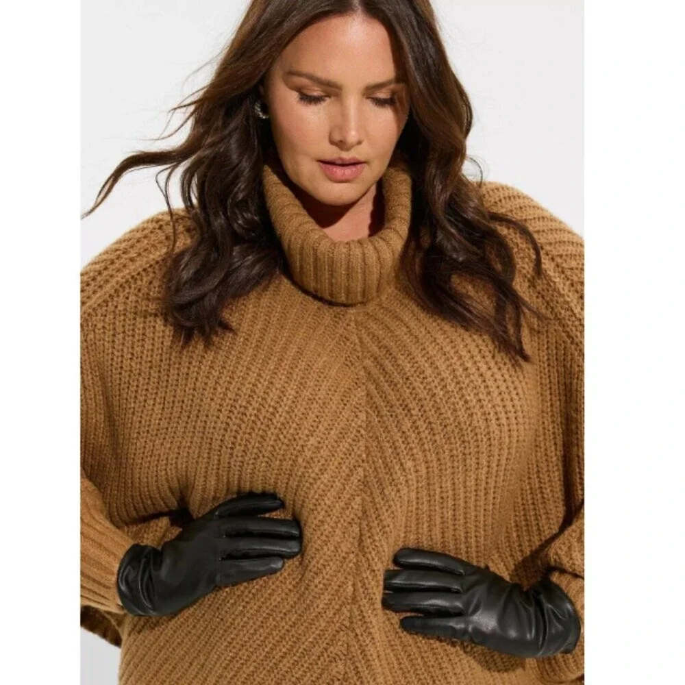 Torrid Womens Black Faux Leather Dressy Evening Out Gloves Size S/M